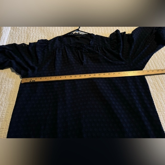 Ann Taylor Navy Blue Polka Dot Long Sleeve Blouse Sz XXL - Picture 9 of 10